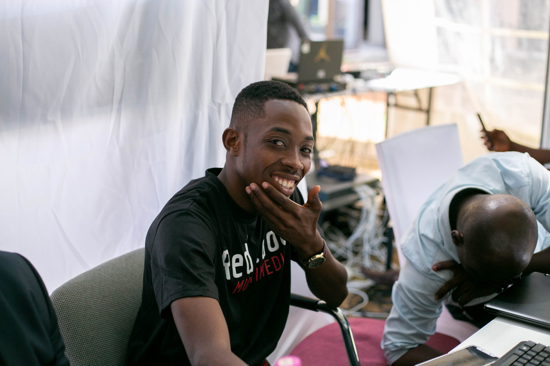 Broadcast crew working together during an event